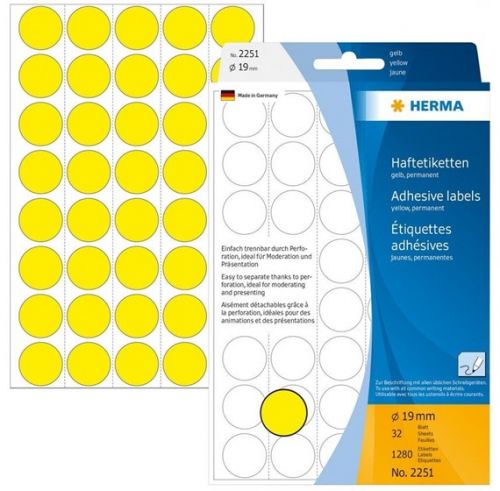 Etiqueta herma ref.2251 - 19mm Amarela , HERMA , ETIQCARHER004 , 4008705022514